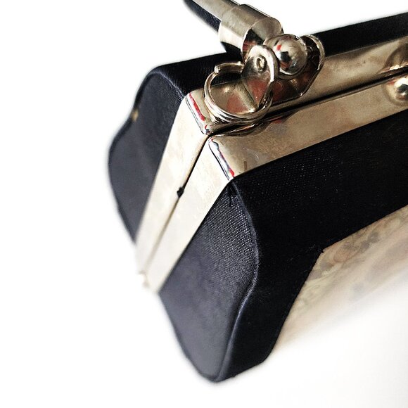 Y2K black satin floral mini bag - Picture 4 of 12